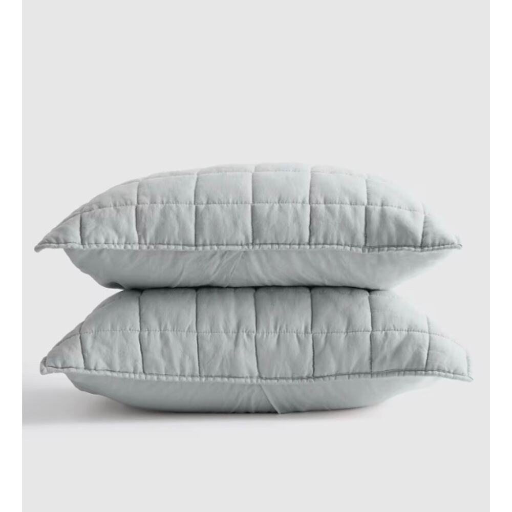 Copied - Quince European Linen Box Quilted Standard Sham Set Mist NWOT #9
